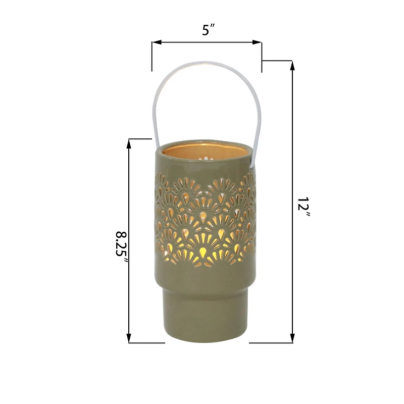 Flora Bunda® 8" LED Shell Ceramic Lantern