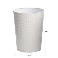 10" White Embossed Tin Planter