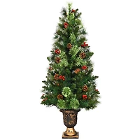 Costway 4ft. Pre-Lit Entrance Artificial Christmas Tree in Gold Urn, Warm White LED Lights