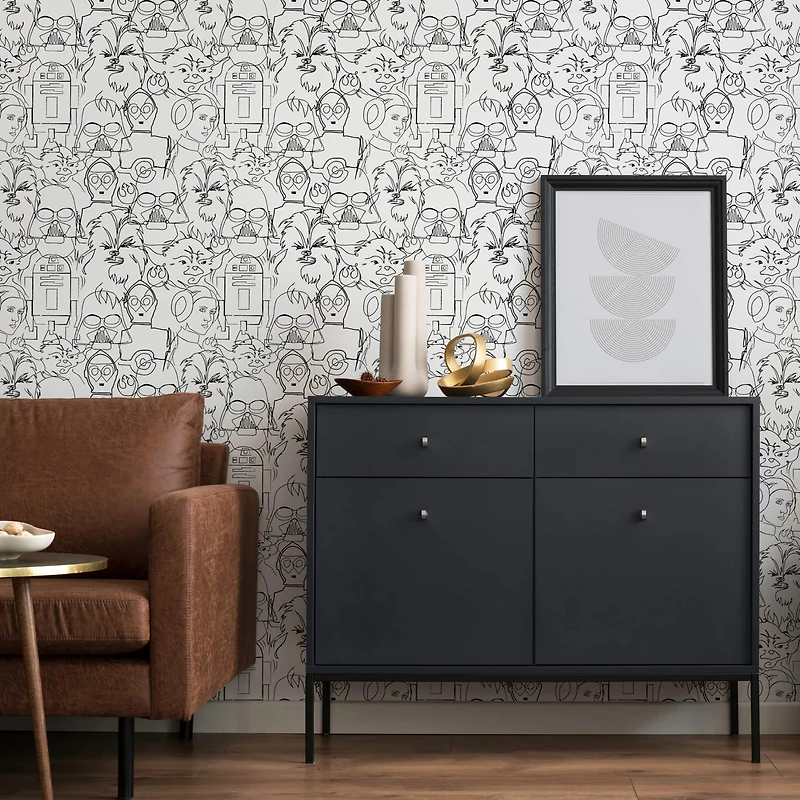 RoomMates Black Star Wars™ Saga Line Sketches Peel and Stick Wallpaper