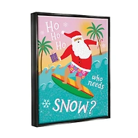 Stupell Industries Who Needs Snow Surfing Santa Framed Floater Canvas Wall Art