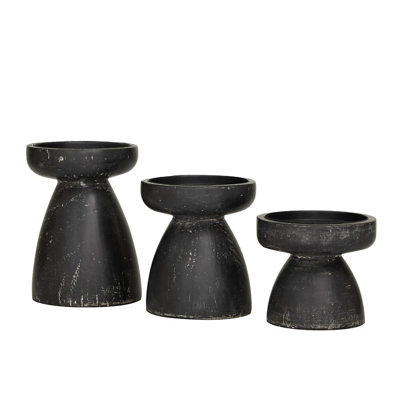 Black Traditional Candle Holder Set