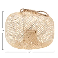 Hello Honey® 11" Natural Hand-Woven Bamboo Lantern with Jute Handle & Glass Insert