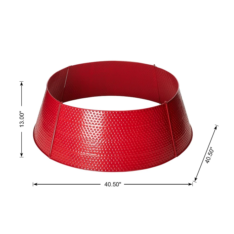 Glitzhome® Red 40.5" Hammered Metal Tree Collar