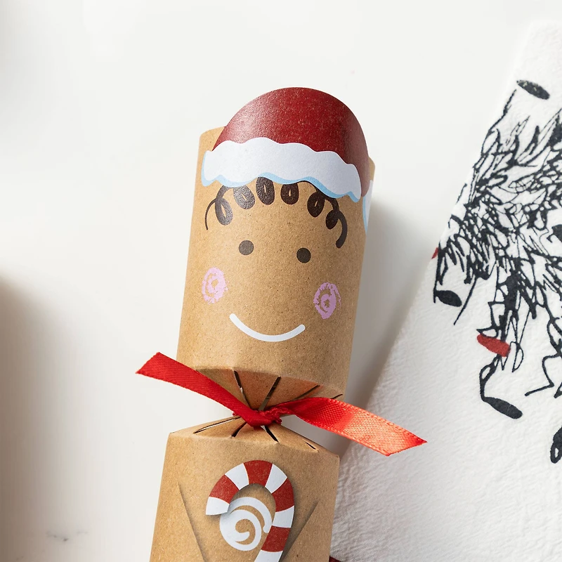 Glitzhome® 8PK 2"D x 12"H Gingerbread Man Christmas Party Crackers with Gift Contents