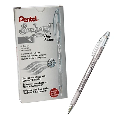 6 Packs: 12 ct. (72 total) Pentel® Sunburst™ Silver Metallic Pens