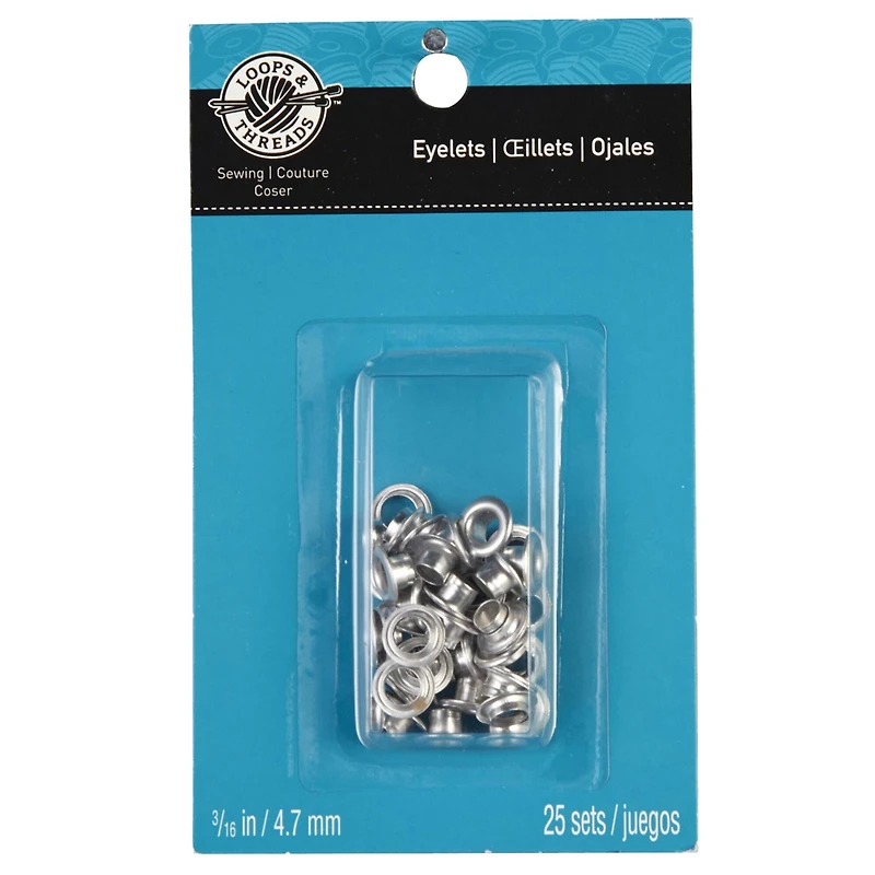 12 Packs: 25 ct. (300 total) 3/16" Silver Eyelets by Loops & Threads™