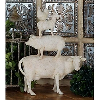 18" White Farm Animals Sculpture