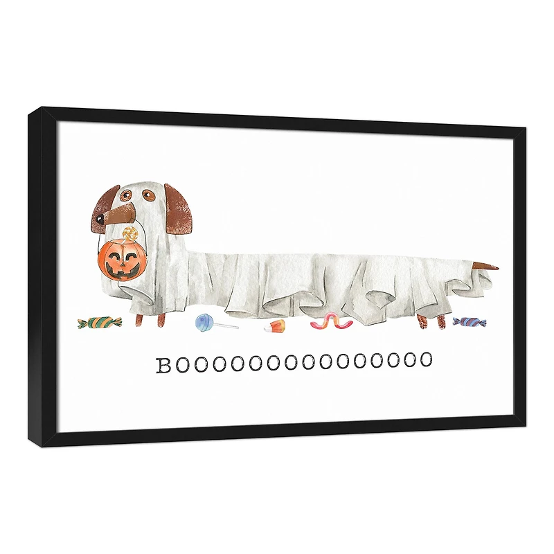 Boooo Doggie Black Framed Canvas Wall Art