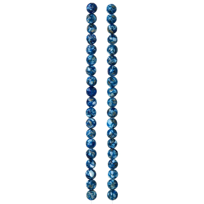 Blue Reconstituted Shell Round Beads, 6mm by Bead Landing™
