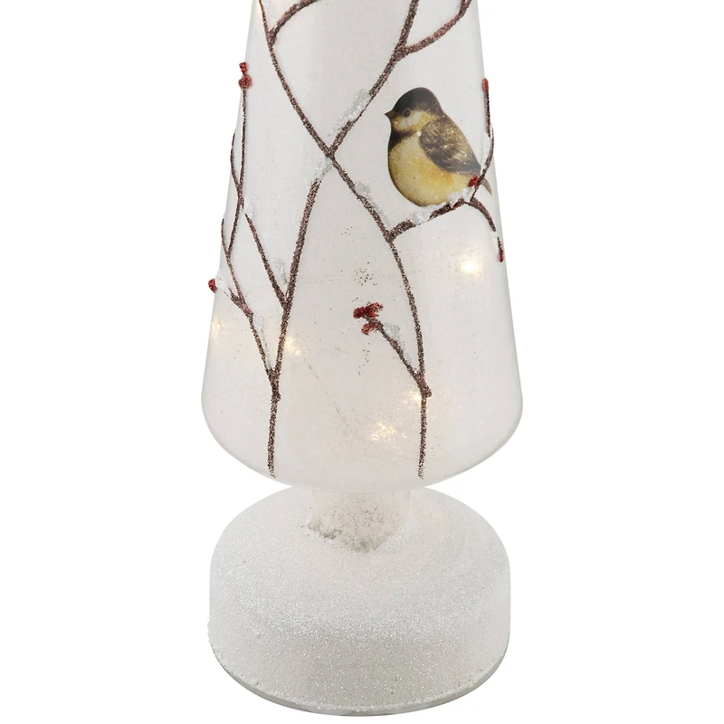 16" LED Lighted Frosted Glass Cone Christmas Tree Table Top Decoration