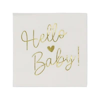 Gold Hello Baby Beverage Napkins, 20ct. by Celebrate It™