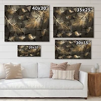 Designart - White and Gold Feathers On Triangular