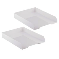 JAM Paper White Stackable Office Desk Supply & Paper Organizer Set