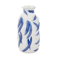 Blue Ceramic Contemporary Vase, 7" x 13"