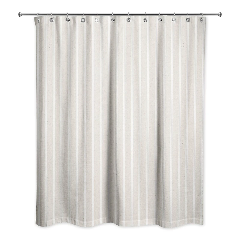 Cream & White Ticking Stripe Shower Curtain
