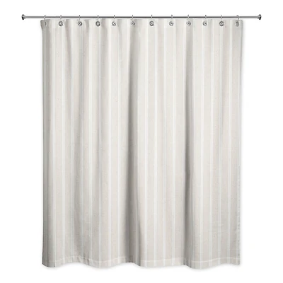 Cream & White Ticking Stripe Shower Curtain