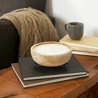 Egyptian Mint Scented 3-Wick Candle in Light Brown Tripod Stand Bowl