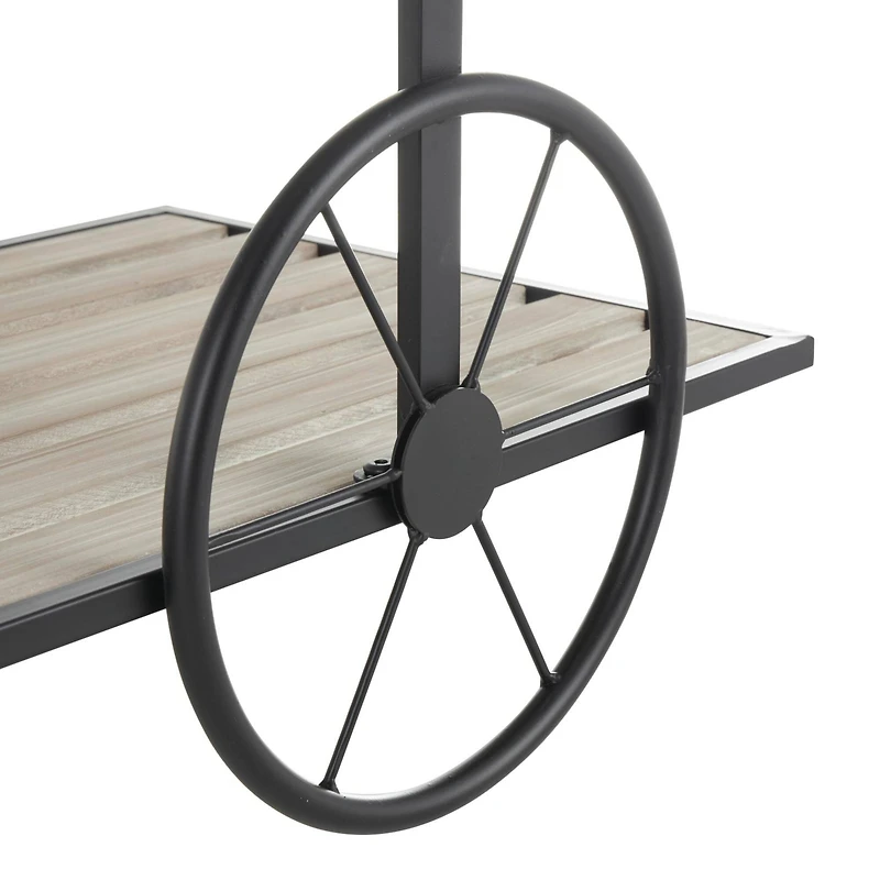 45" Cream Wood Wheelbarrow Shelf Plant Stand