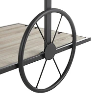 45" Cream Wood Wheelbarrow Shelf Plant Stand