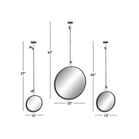 Dark Gray Metal Wall Mirror Set of 3 20", 13", 10"