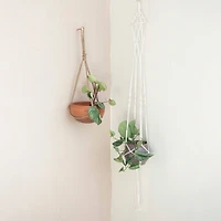 Hello Honey® 9.5" Terra Cotta Hanging Stoneware Planter with Cotton Hanger