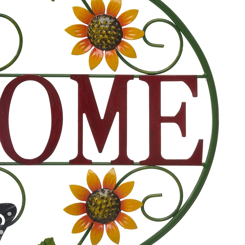 Glitzhome® 24" Metal Sunflower & Butterfly Welcome Wall Décor