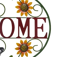 Glitzhome® 24" Metal Sunflower & Butterfly Welcome Wall Décor
