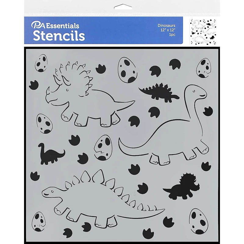 PA Essentials Dinosaurs Stencil, 12'' x 12''