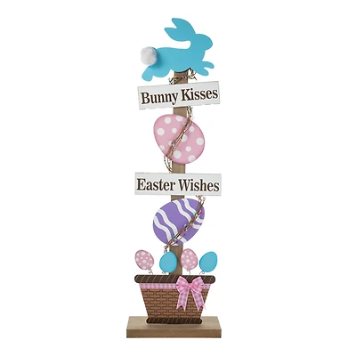 Glitzhome® 35.5" Easter Wooden Bunny & Eggs Porch Décor