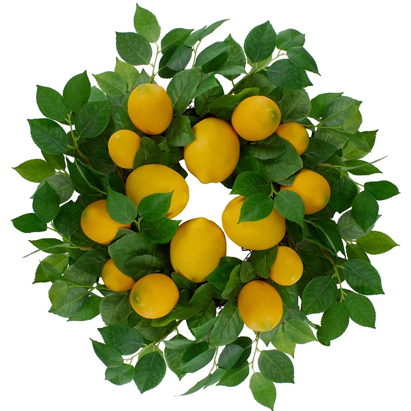 18" Yellow Lemons & Leaves Wreath
