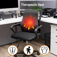 Mind Reader Heated Air-Cloud Lumbar Cushion, Ergonomic Memory Foam Back Support Pillow with Adjustable Heat Settings and Timer, Black