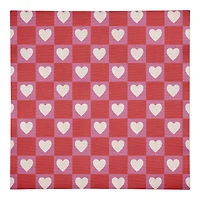 Heart Checkered Board Pattern 10" x 10" Cotton Twill Napkin