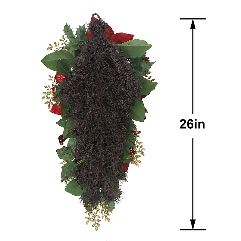 26" Red Poinsettia, Ornament & Pinecone Teardrop by Ashland®