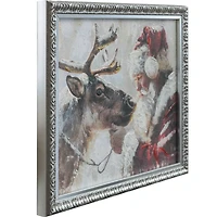 12" x 15" Santa with Reindeer Framed Canvas Wall Décor by Ashland®