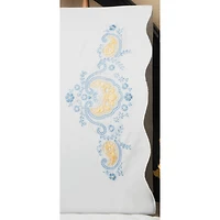 Tobin Stamped For Embroidery Blue Elegance Pillowcase Set