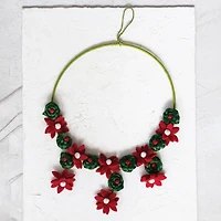 Hello Honey® 13.75" Red & Green Handmade Wool Felt Flower Wreath