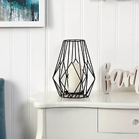 13" Geometric Black Metal Wire Votive Tea Lantern Candle Holder