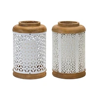 10" Geometric Punched Metal Lantern Set