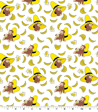 Universal Studios Curious George Banana Packed Cotton Fabric