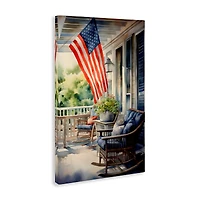 Stupell Industries Porch with American Flag Canvas Wall Art
