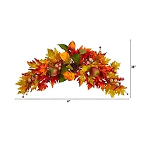 38" Maple Leaf & Berry Autumn Swag