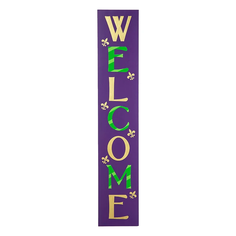 Glitzhome® 42" Mardi Gras WELCOME Wooden Porch Sign