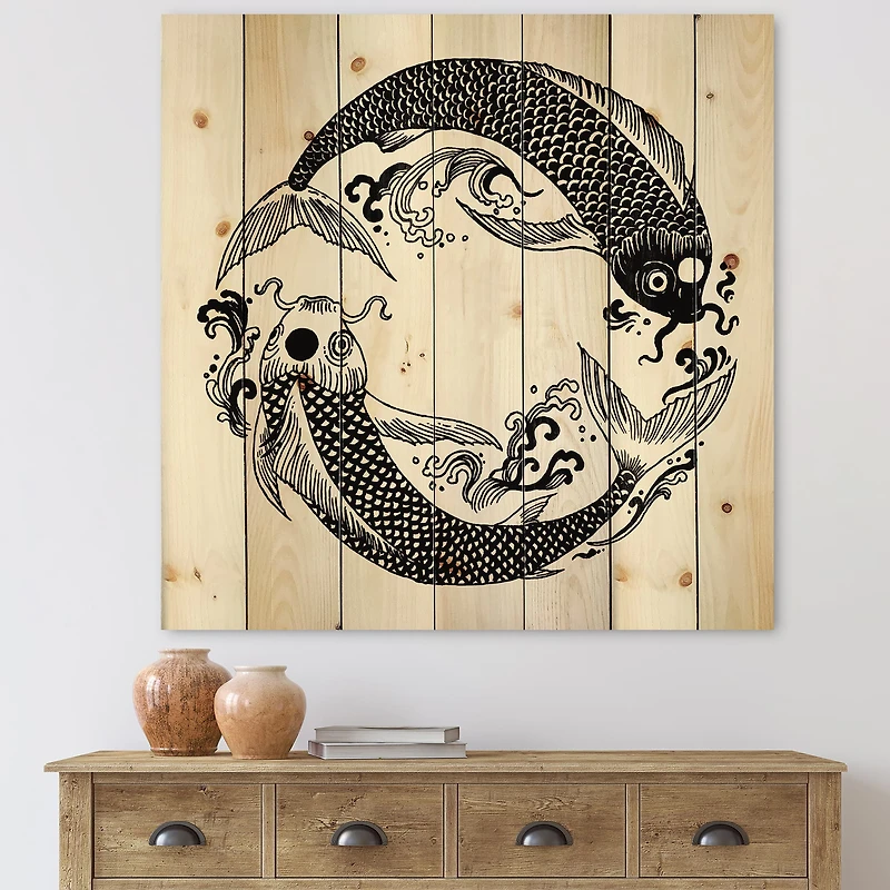 Designart - Chinese Koi Fish In Chinoiserie Style III