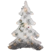 27.5" LED Lighted 2-D Tinsel & Pine Christmas Tree Decoration with Warm White Lights