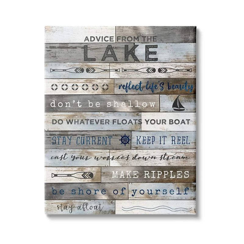 Stupell Industries Advice From the Lake List Rustic Plank Pattern Canvas Wall Art