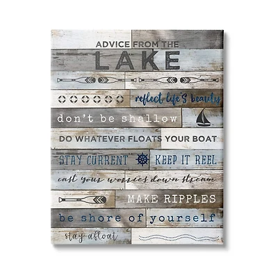 Stupell Industries Advice From the Lake List Rustic Plank Pattern Canvas Wall Art