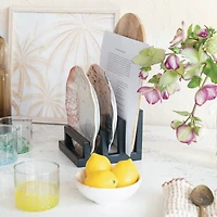 Hello Honey® Tri-Sectional Black Metal Plate Stand Organizer