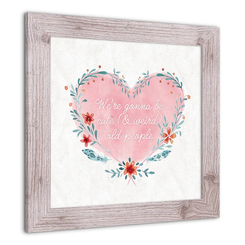 Cute Weird Old People Heart Western White Framed Print