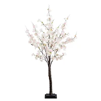 4ft. Pre-Lit Blossoming Pink Artificial Cherry Tree with Warm White LED Lights
